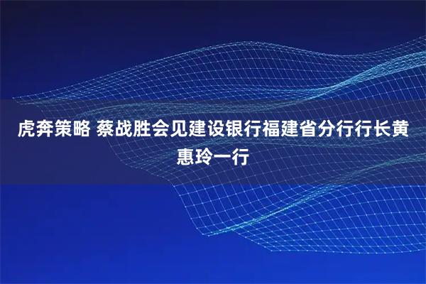 虎奔策略 蔡战胜会见建设银行福建省分行行长黄惠玲一行