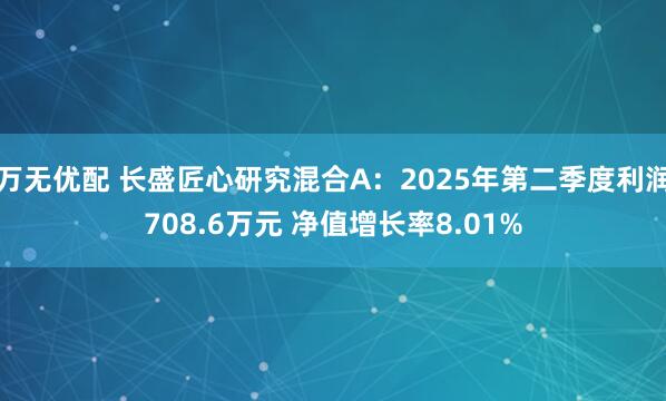 万无优配 长盛匠心研究混合A：2025年第二季度利润708.6万元 净值增长率8.01%